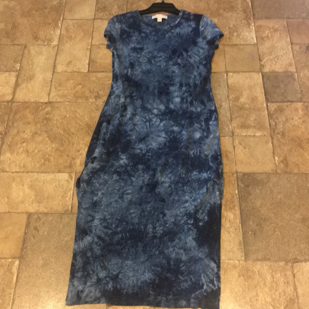 Michael Kors tie-dye denim blue cotton dress, sm